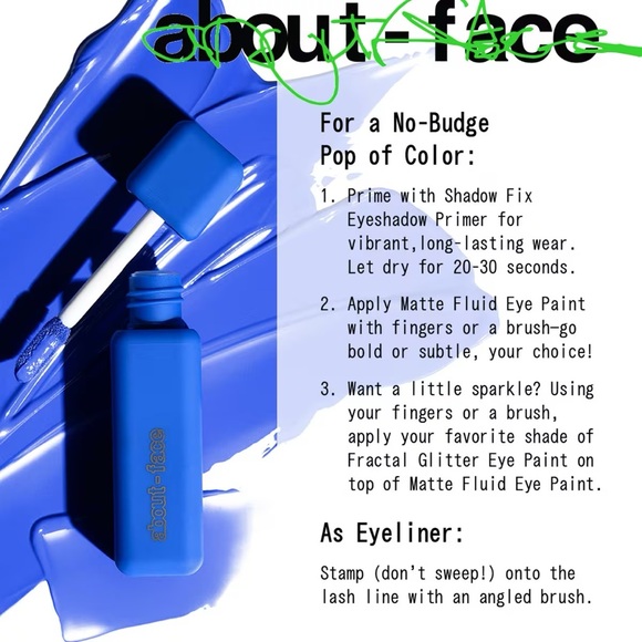 About Face No Queen Blues $17msrp Matte Fluid Eye Paint - Picture 3 of 5